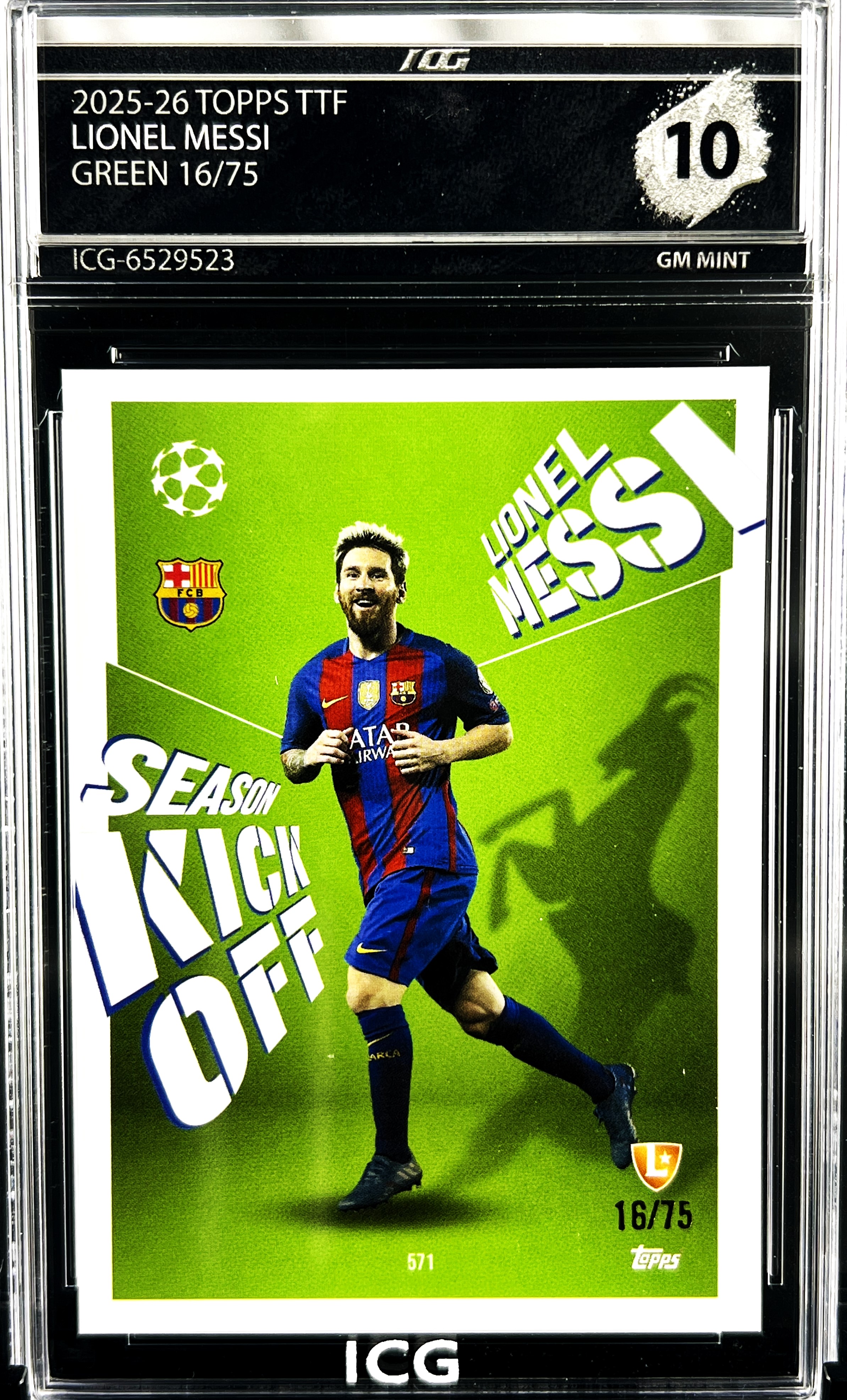 LIONEL MESSI · 2025-26 TOPPS TTF · GREEN 16/75