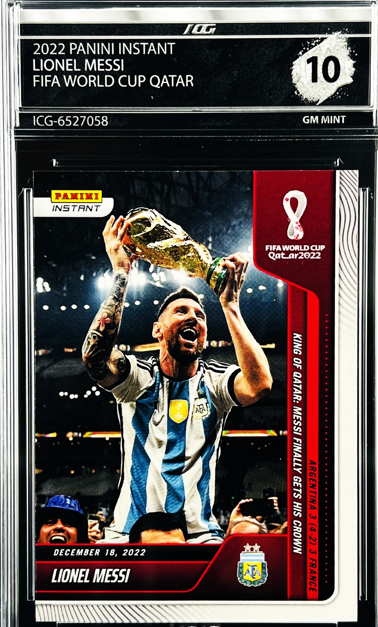 Lionel Messi football card graded by Inception Card Grading