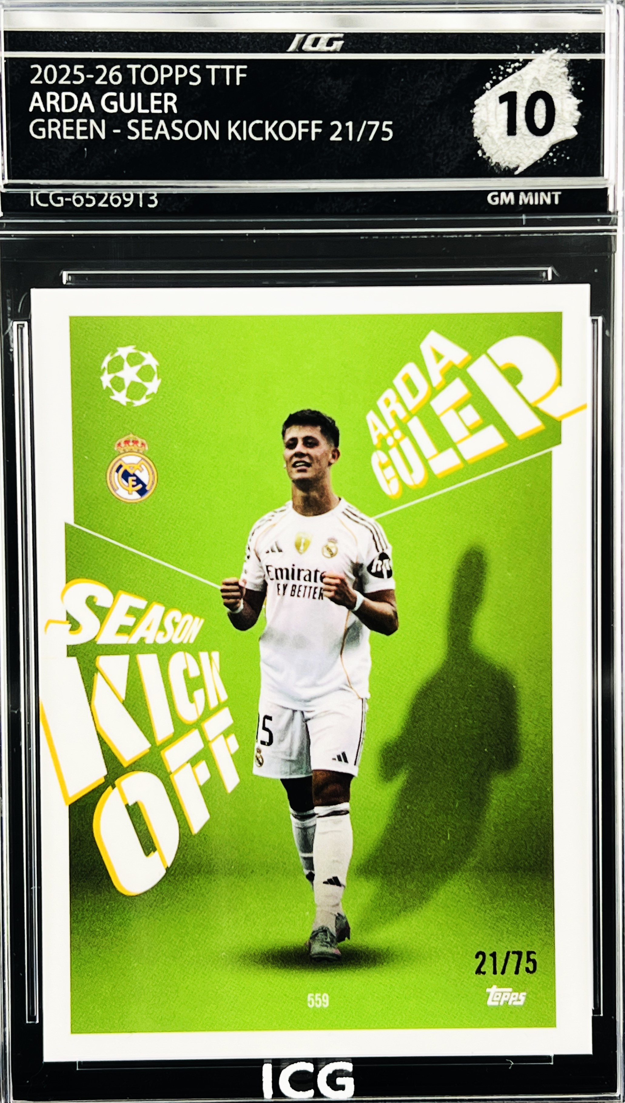 ARDA GULER · 2025-26 TOPPS TTF · GREEN – SEASON KICKOFF 21/75
