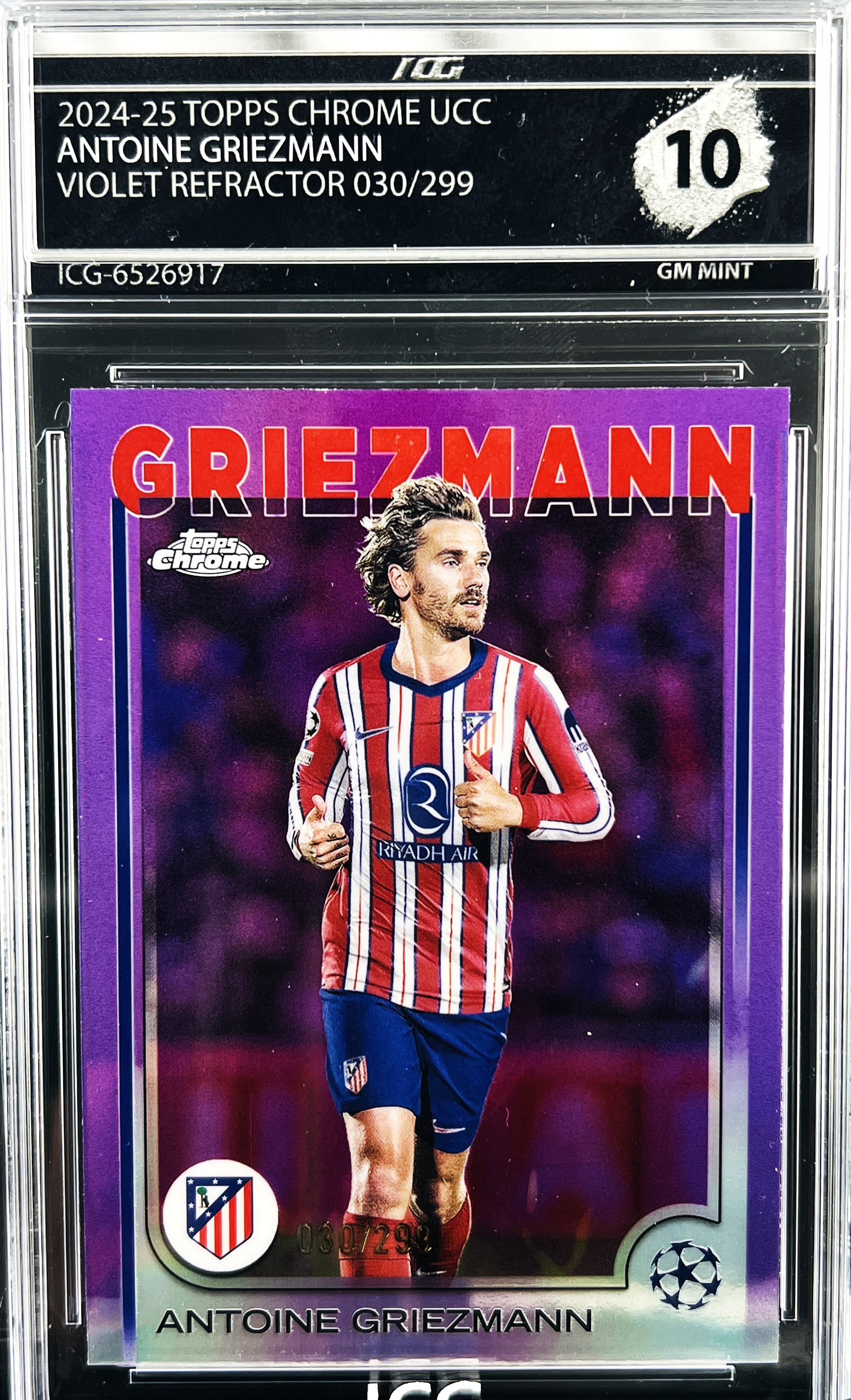 ANTOINE GRIEZMANN · 2024-25 TOPPS CHROME UCC · PURPLE REFRACTOR 030/299