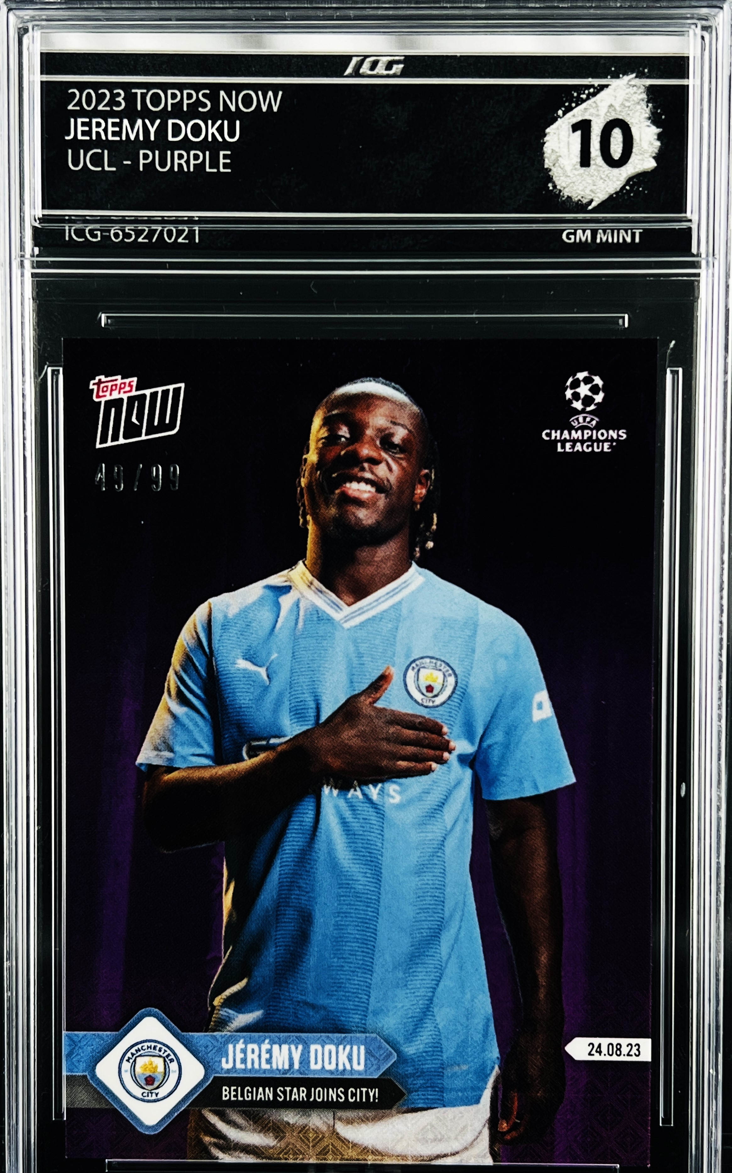 JEREMY DOKU · 2023 TOPPS NOW · UCL – PURPLE