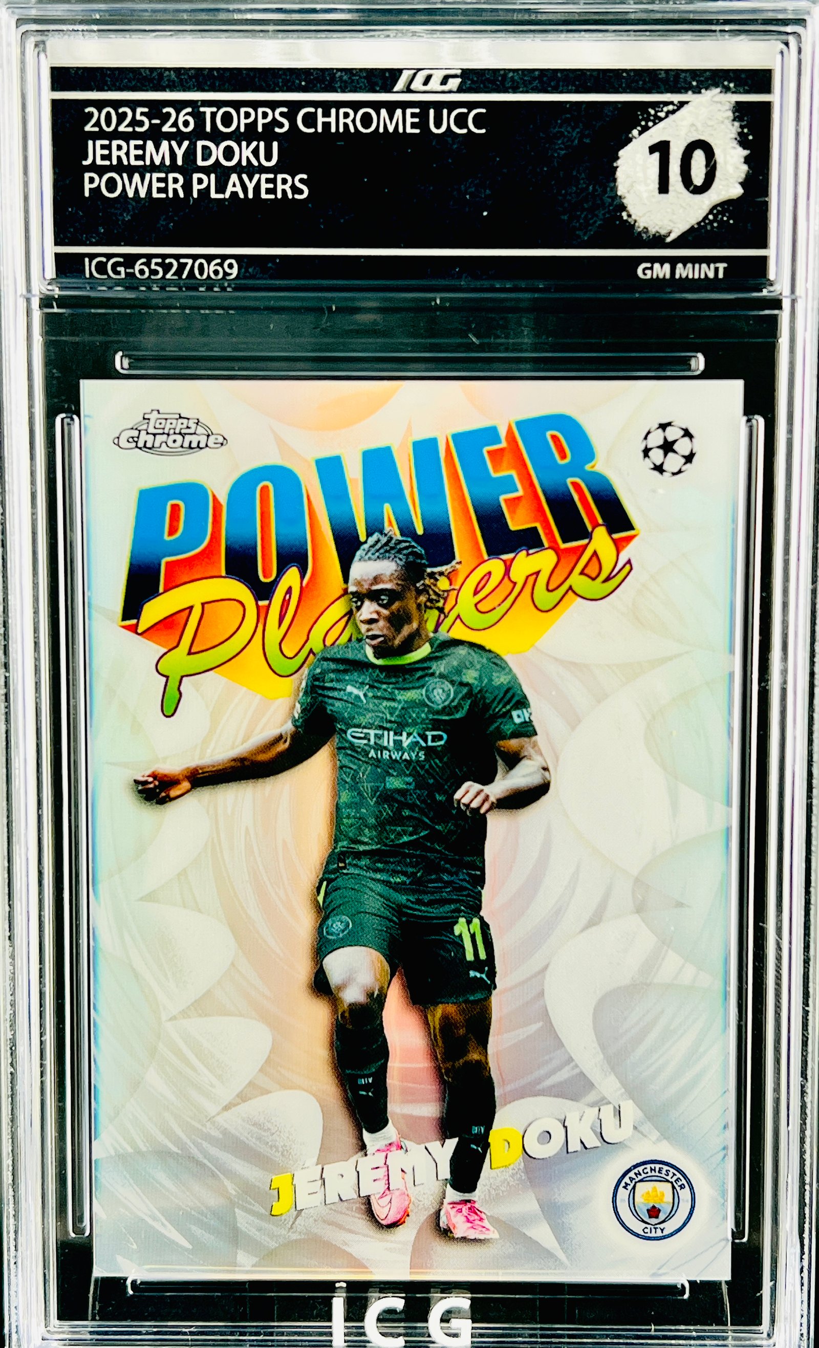 JEREMY DOKU · 2025-26 TOPPS CHROME UCC · POWER PLAYERS