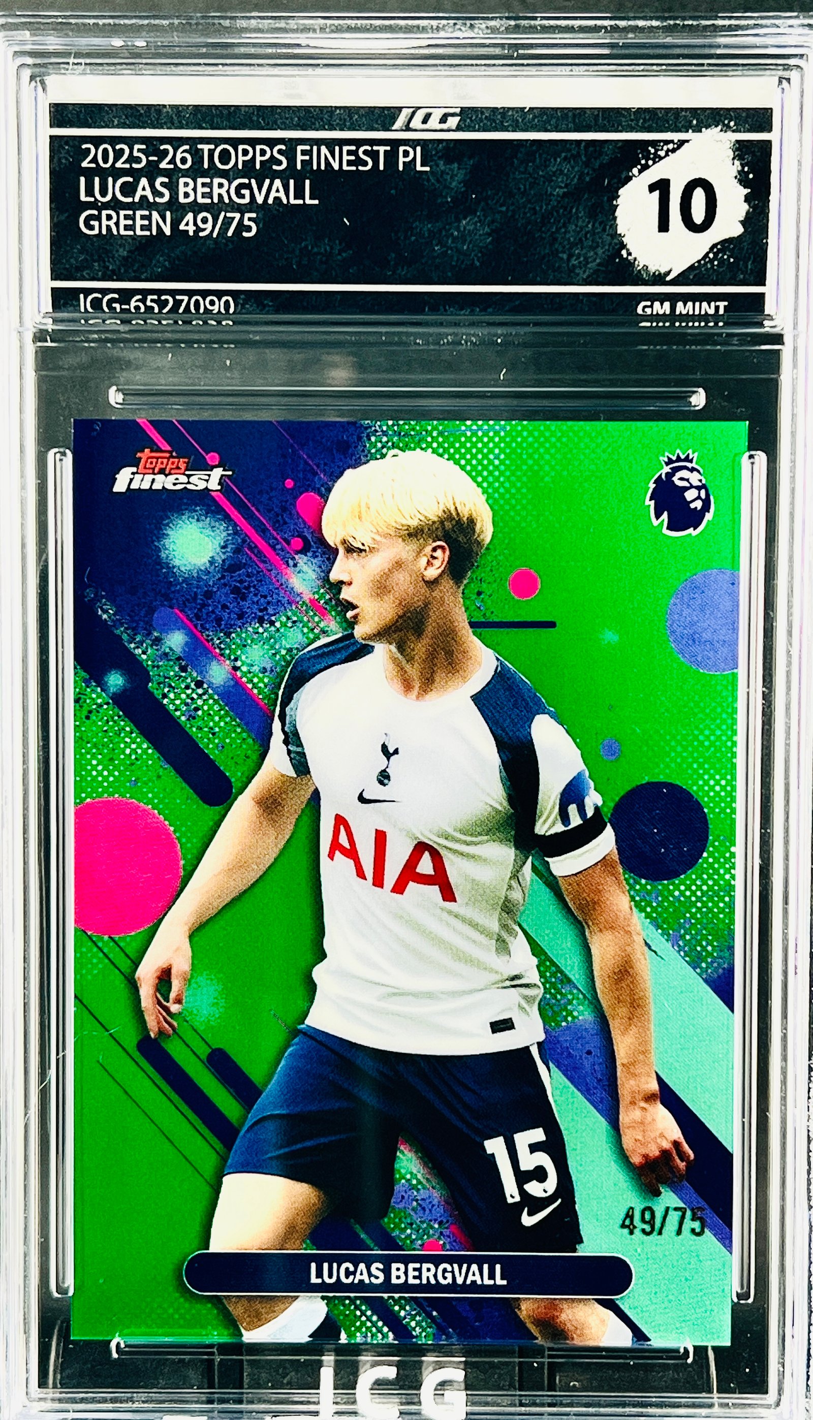 LUCAS BERGVALL · 2025-26 TOPPS FINEST PL · GREEN 49/75