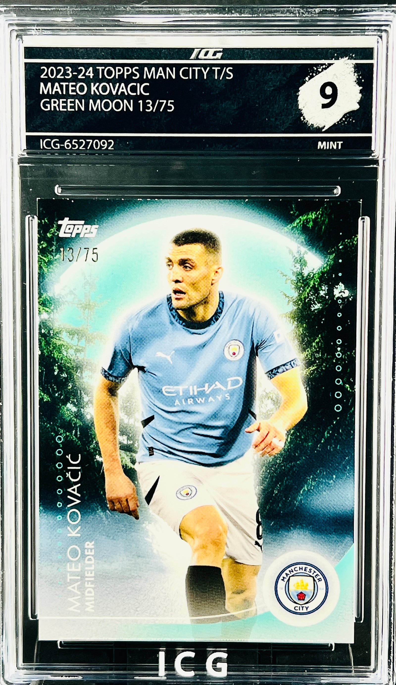MATEO KOVACIC · 2023-24 TOPPS MAN CITY T/S · GREEN MOON 13/75