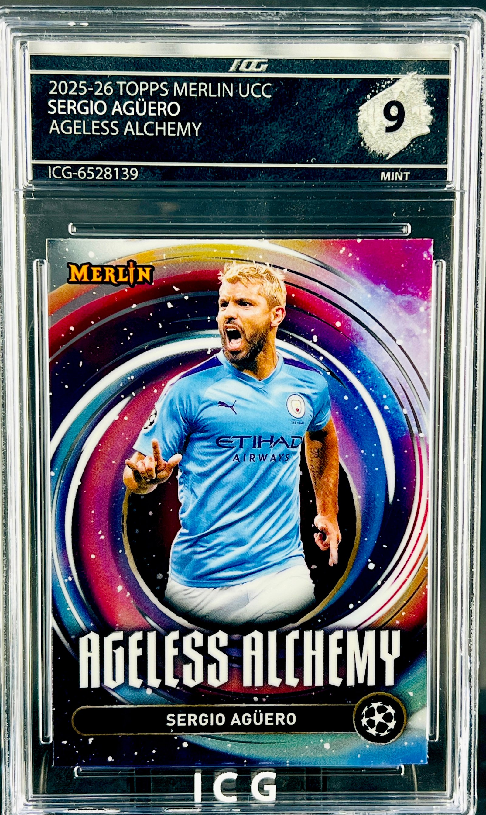 SERGIO AGÜERO · 2025-26 TOPPS MERLIN UCC · AGELESS ALCHEMY