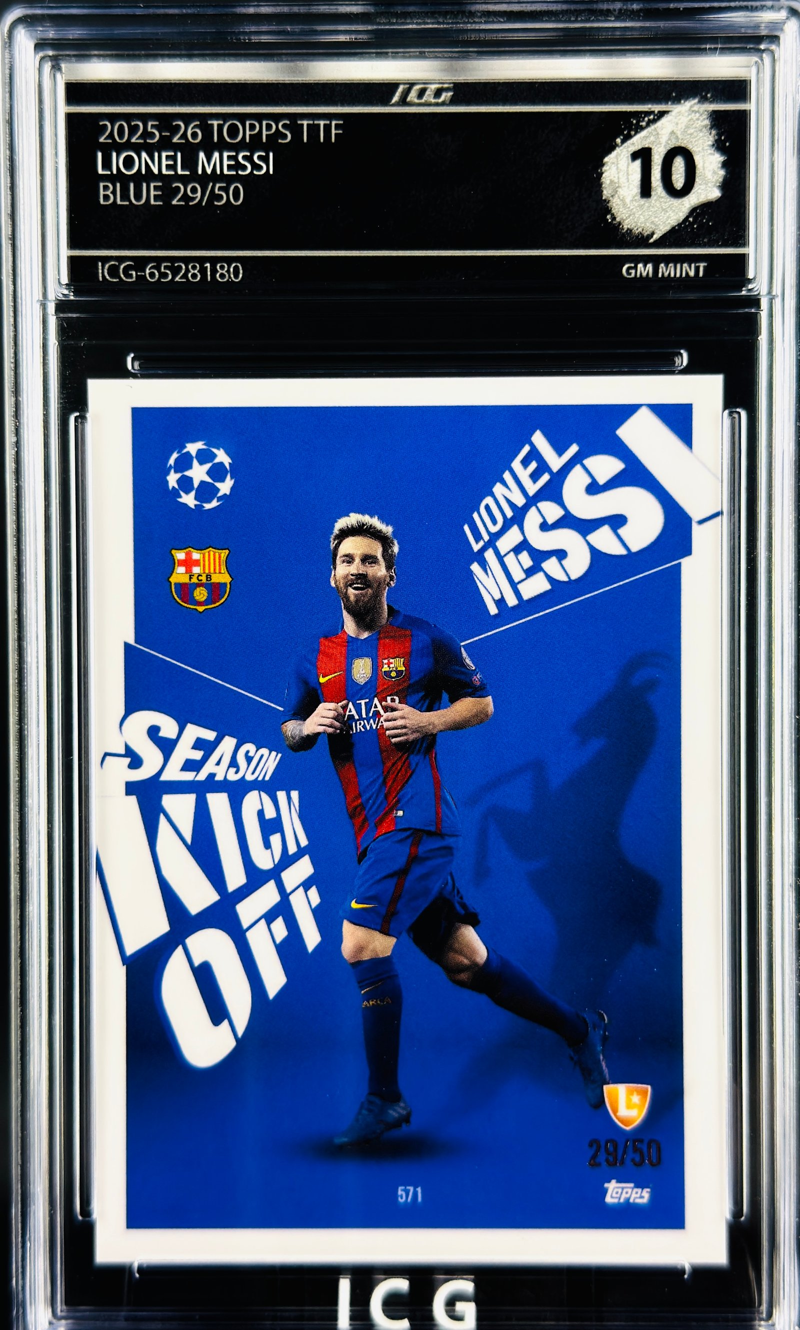 LIONEL MESSI · 2025-26 TOPPS TTF · BLUE 29/50