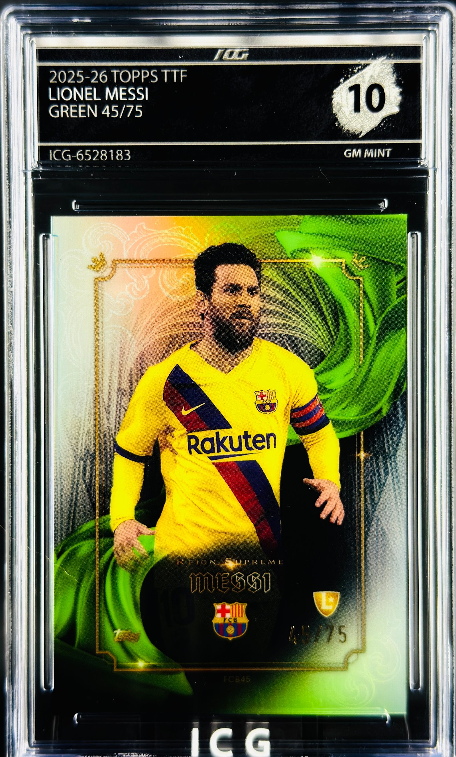LIONEL MESSI · 2025-26 TOPPS TTF · GREEN 45/75
