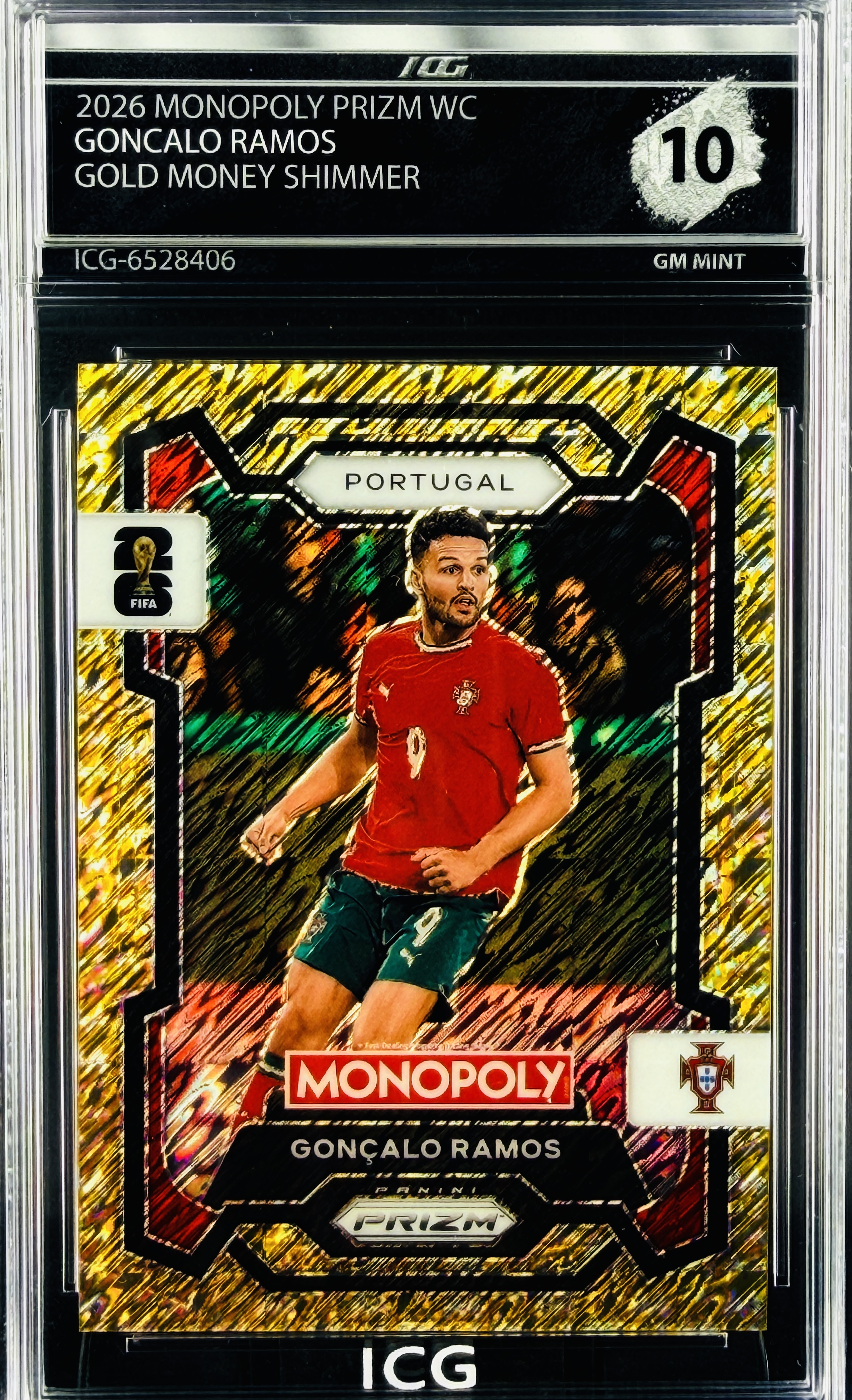 GONCALO RAMOS · 2026 MONOPOLY PRIZM WC · GOLD MONEY SHIMMER