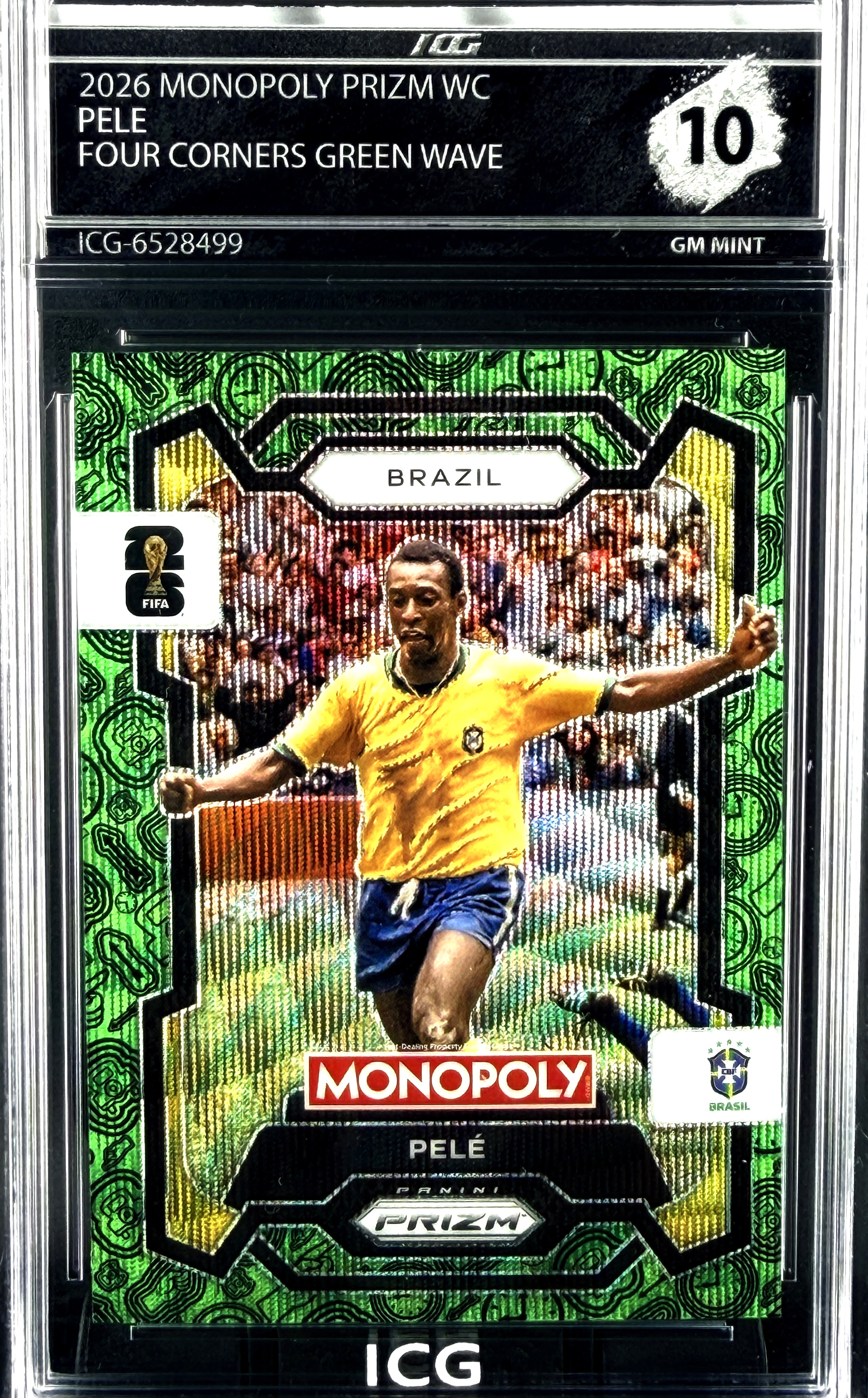 PELE · 2026 MONOPOLY PRIZM WC · FOUR CORNERS GREEN WAVE