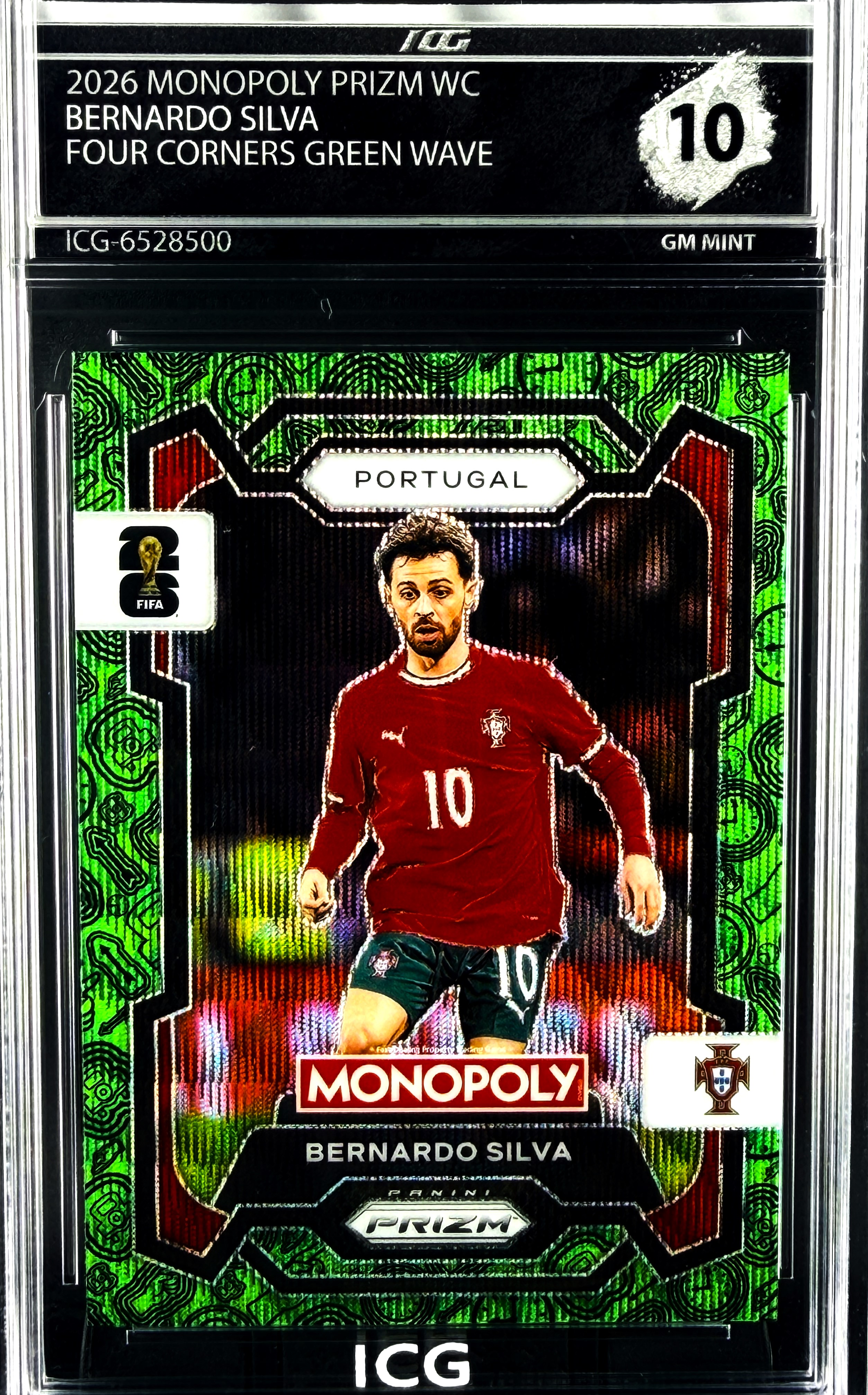 BERNARDO SILVA · 2026 MONOPOLY PRIZM WC · FOUR CORNERS GREEN WAVE