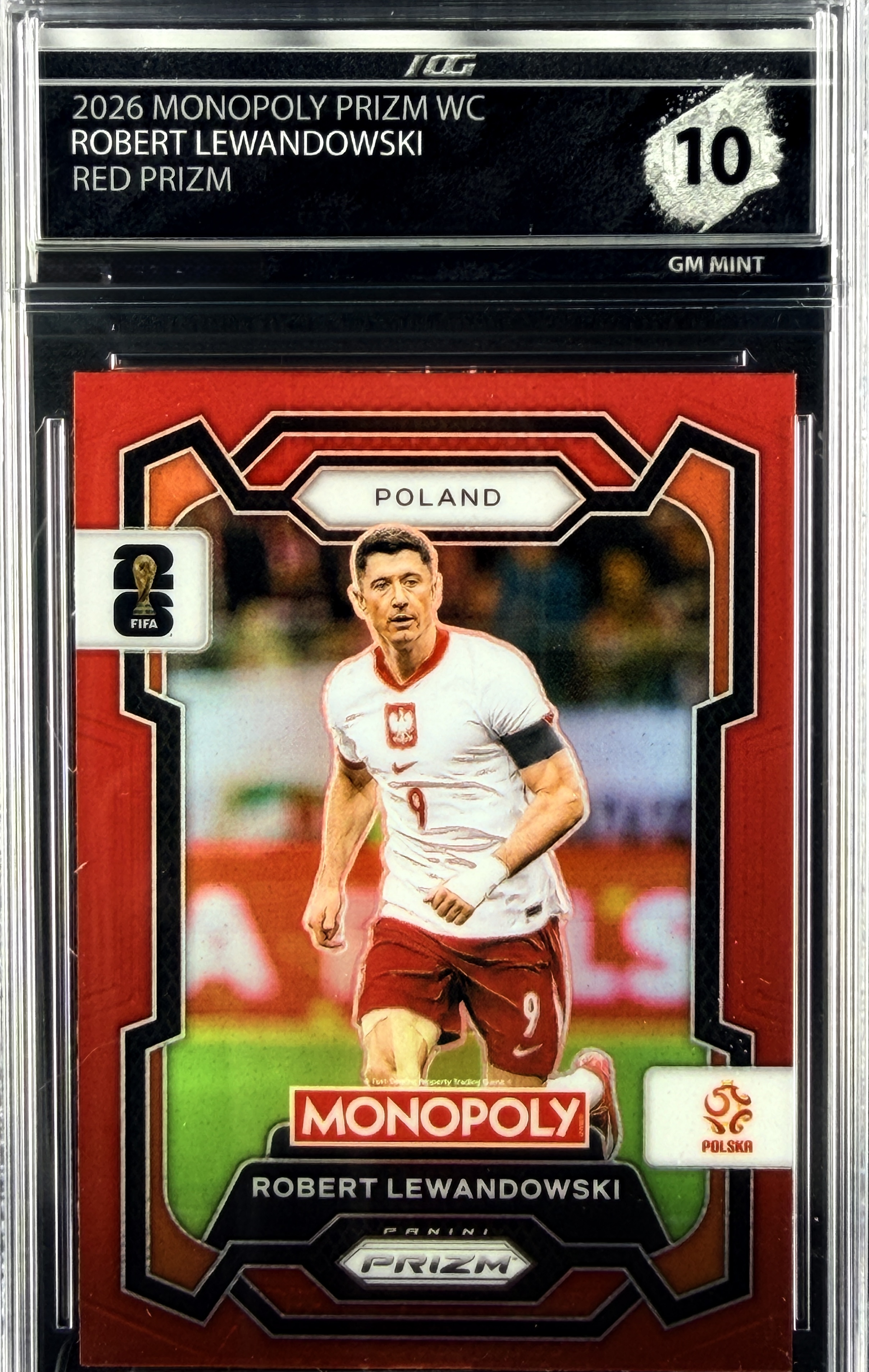 ROBERT LEWANDOWSKI · 2026 MONOPOLY PRIZM WC · RED PRIZM