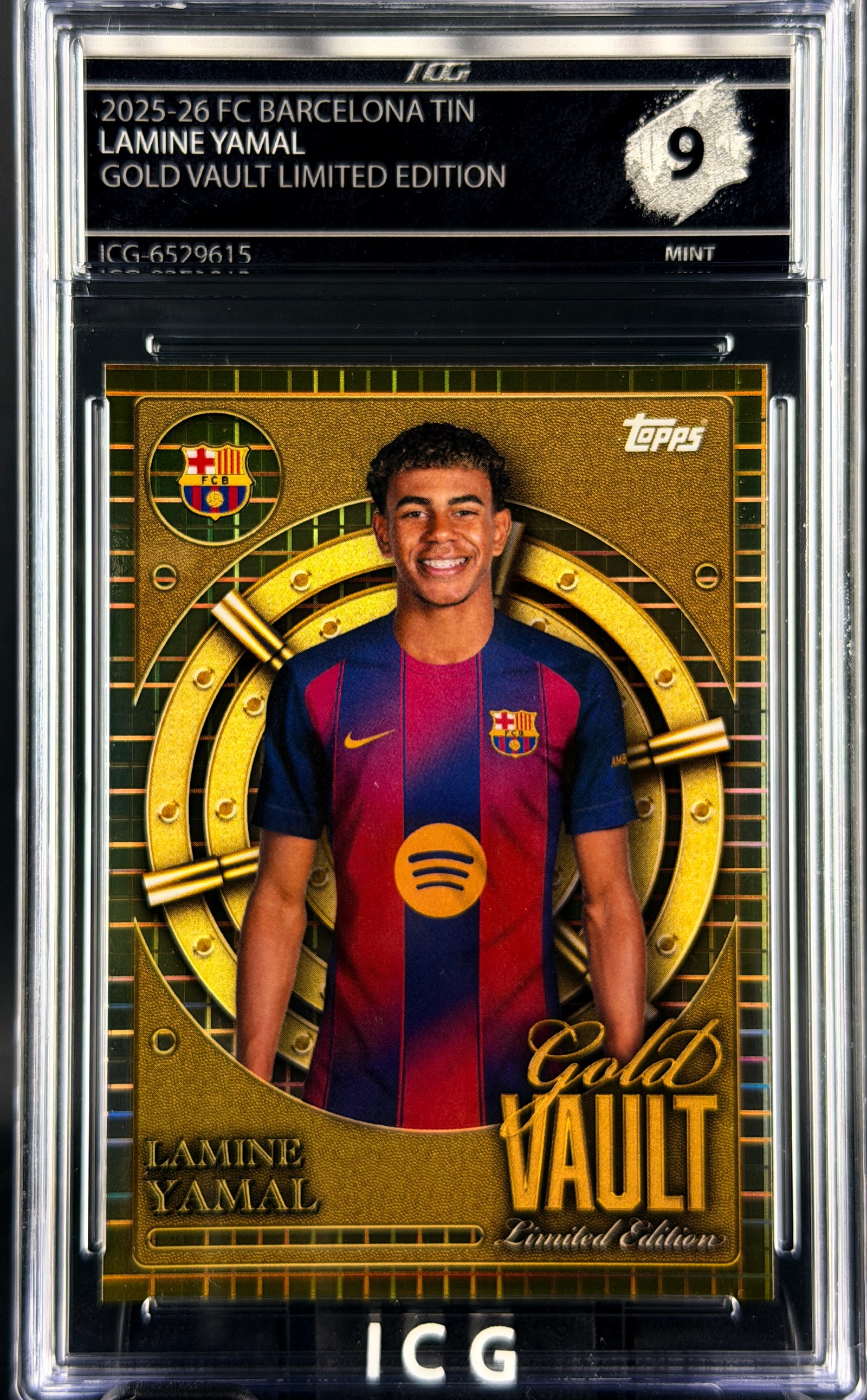 LAMINE YAMAL · 2025-26 FC BARCELONA TIN · GOLD VAULT LIMITED EDITION